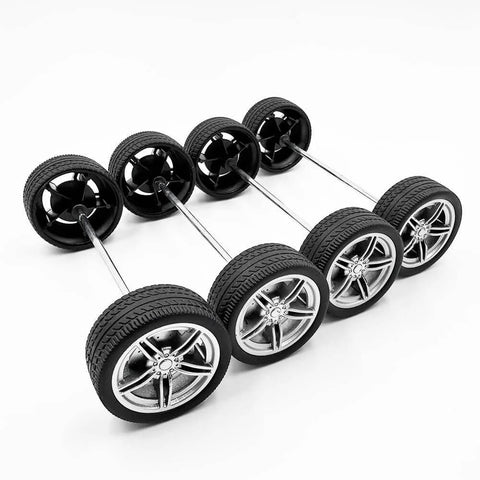 10PCS Toy Car Wheels 40mm Rubber Tire Wheels with Metal Shaft for RC Car Truck DIY Model Toy Wheel Replacement Accessories 3mm Hole 40mm Diameter 15mm Width