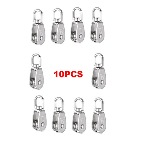 10Pcs 304 Stainless Steel M15 Pulley Steel Wire Pulley Swivel Hook Single Wheel Swivel Lifting Rope Pulley Block for Wire Rope