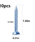 Single zinc screw from Complete 274 Pcs Drywall Anchors And Screws Kit For Brick And Concrete Walls, detailed dimensions shown