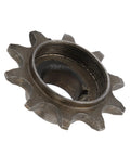 Close-up view of 10T Iron Alloy Front Sprocket Cog For 415 Chain Motorized Gear Replacement with premium iron alloy for durability.