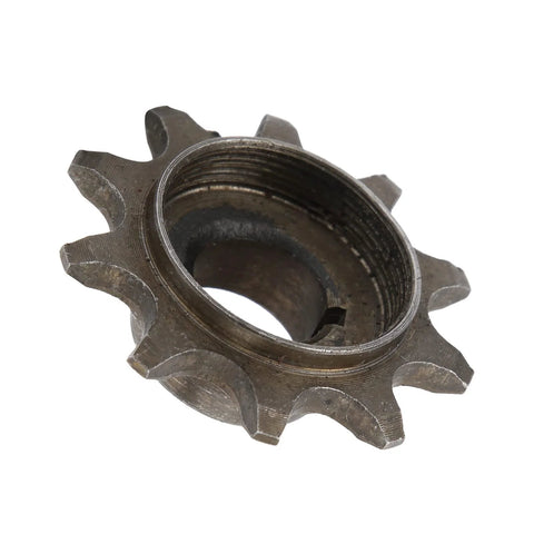 Close-up view of 10T Iron Alloy Front Sprocket Cog For 415 Chain Motorized Gear Replacement with premium iron alloy for durability.