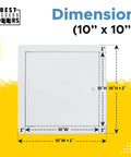 10x10 Flush Steel Access Panel Exposed Flange With 16-Gauge Cold-Rolled Frame Screwdriver Cam Latch Powder Coat Finish dimensions