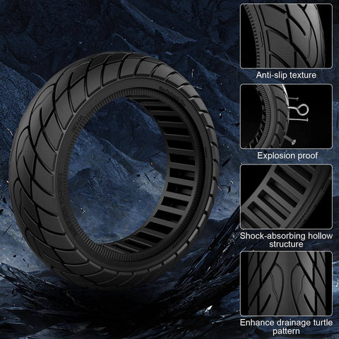 10x2.125 Scooter Tire, 10 inch Solid Rubber Tires Tubeless Front or Rear Replacement with anti-slip texture and shock-absorbing design