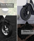 10x2.125 Scooter Tire, solid rubber front tire comparison with TPE, demonstrating good bump absorbability on electric scooters.