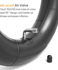 Heavy Duty 10x2.50 Thicker 40% Butyl Inner Tube with CR202 90° Bent Valve Stem, showing valve and cap