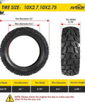 10x2.75-6.5 Scooter Tire Off Road showing tire diameter, width, and specifications