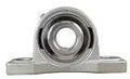 Front view of 1-1/4 Inch Stainless Steel Pillow Block Bearing With Wide Inner Ring And Two Set Screws, Grease Zerk, Stainless Steel Housing.