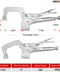 11 Inch Bench Clamp Set For Welding Tables With Inserta Pliers And Table Mount Locking C Clamps Pack Of 2, 4 Inch Jaw