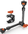 11 Inch Magic Arm Clamp Kit with ARRI One Quarter and Three Eighths Inch Screws, 360 Degree Ball Head, and clamp mount.