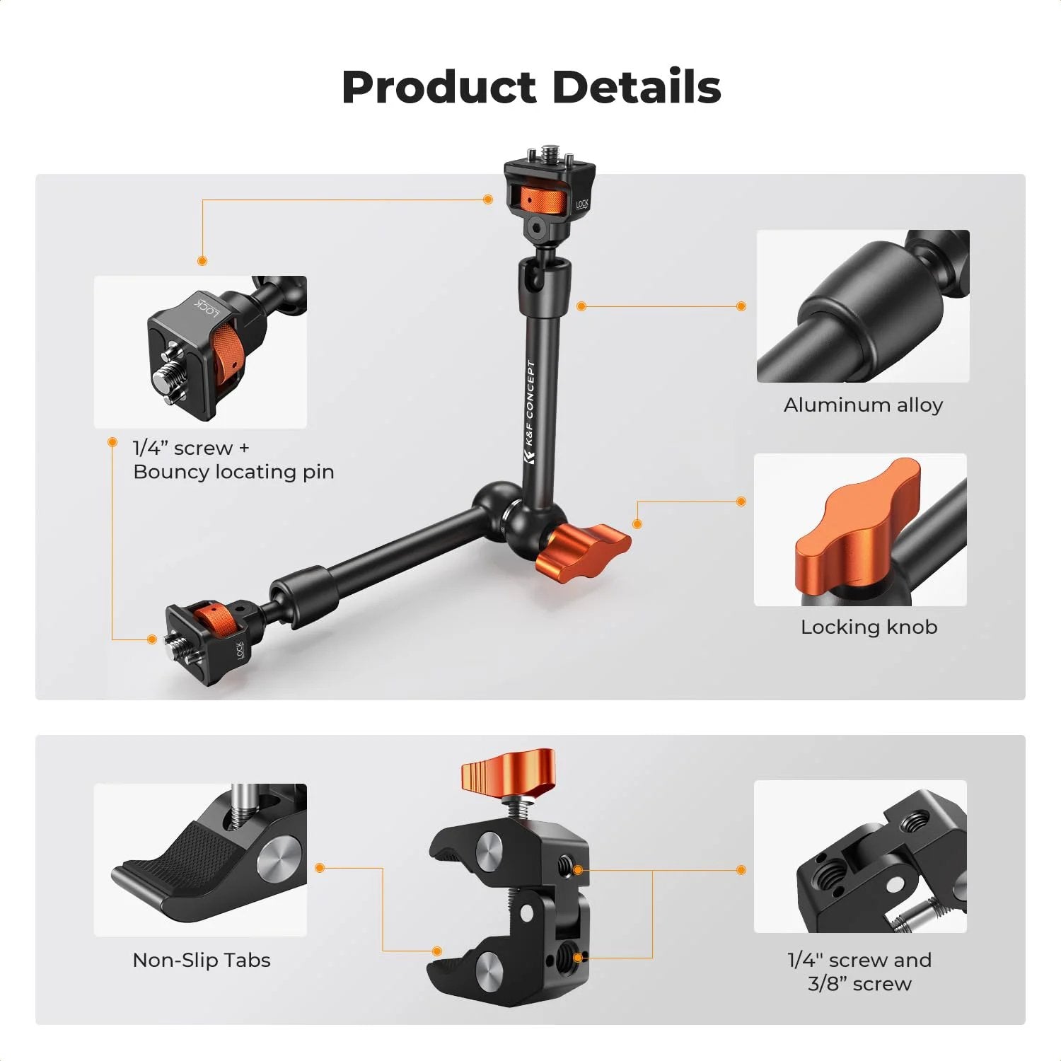 11 Inch Magic Arm Clamp Kit With 360 Head For Cameras ✓