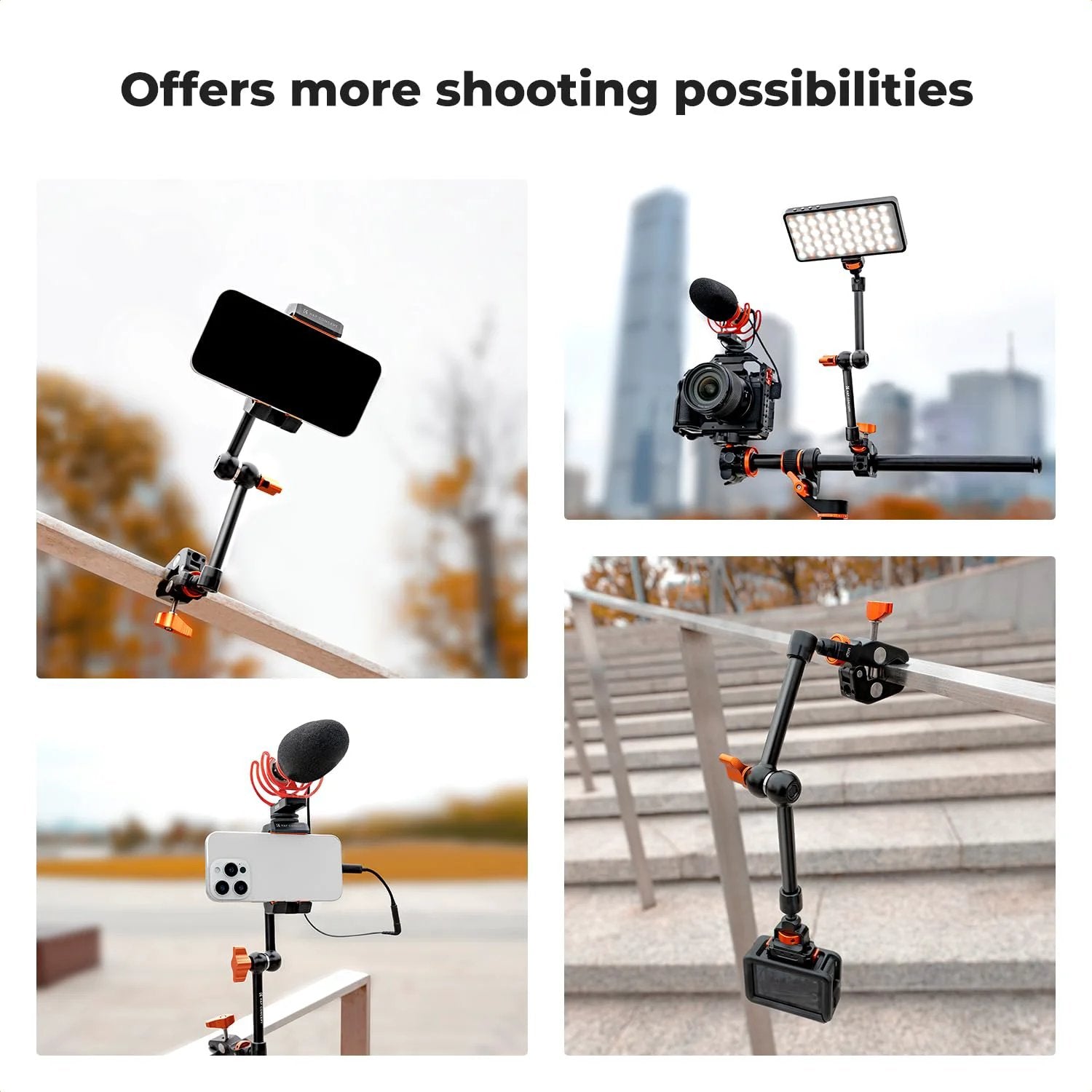 11 Inch Magic Arm Clamp Kit With 360 Head For Cameras ✓