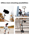 11 Inch Magic Arm Clamp Kit with ARRI One Quarter and Three Eighths Inch Screws, 360 Degree Ball Head, mounting cameras and lights