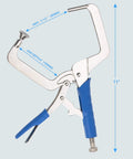 Effortless 11 Inch Quick Release Pocket Hole Clamp Set For 90 Degree Corner Joints with 4 Inch Jaw Depth and 3.5 Inch Reach