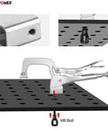 11 Inch Bench Clamp Set For Welding Tables With Inserta Pliers And Table Mount Locking C Clamps Pack Of 2 shown in use on table