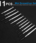 11 Piece Tiny Precision Screwdriver Set With Slotted And Phillips Heads Micro Screwdrivers For Watch Eyeglasses Electronics