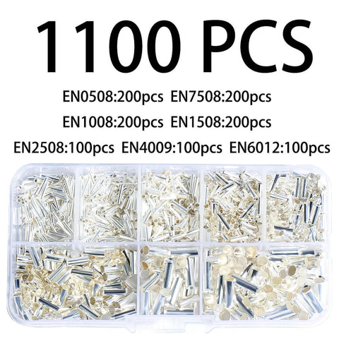 All In One Wire Ferrules Kit With 1100 Pcs Tinned Copper Crimp Connectors And Insulated Silver Plated Sleeves In Assortment Box