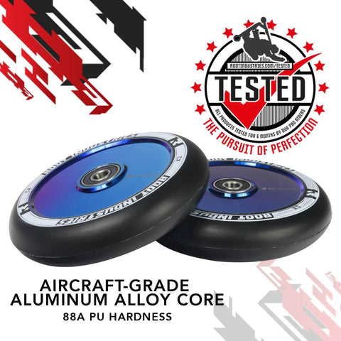 110mm AIR Scooter Wheels Black Blu Ray Lightweight Durable Pro Scooter Wheels with aluminum alloy core and 88A PU hardness