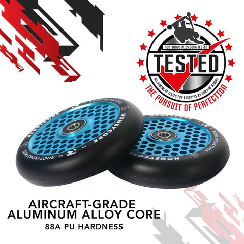 110mm Pro Scooter Wheels Black Blue Lightweight Durable Design with Honeycomb Aluminum Core for Smooth Control and Tricks