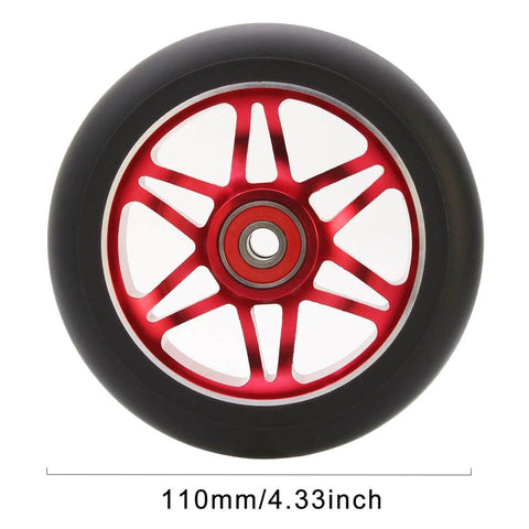 110mm Pro Scooter Replacement Wheels 2 Pack with Ball Bearings 88A PU CNC Alloy Core Fit for MGP Razor Lucky Envy and Vokul Scooters Red
