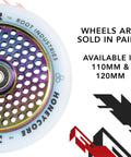110mm Pro Scooter Wheels Pair White Rocket Fuel with Bearings Installed Lightweight Durable Design Fits Most Scooter Setups, side view