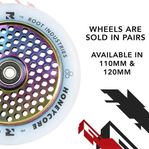 110mm Pro Scooter Wheels Pair White Rocket Fuel with Bearings Installed Lightweight Durable Design Fits Most Scooter Setups, side view