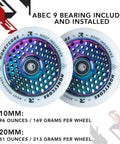 110mm Pro Scooter Wheels Pair White Rocket Fuel with Bearings Installed Lightweight Durable Design Fits Most Scooter Setups