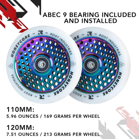 110mm Pro Scooter Wheels Pair White Rocket Fuel with Bearings Installed Lightweight Durable Design Fits Most Scooter Setups