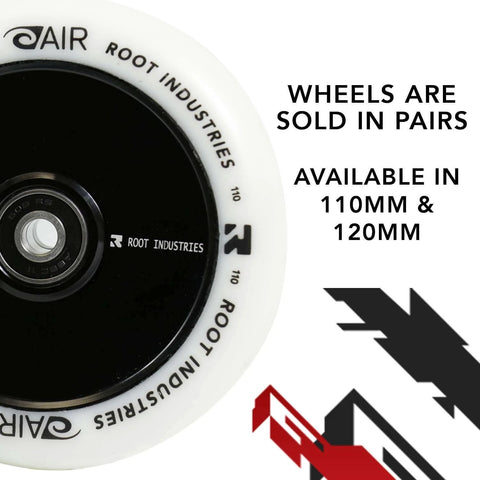 Close-up of 110mm AIR Scooter Wheels White Black Lightweight Durable Pro Scooter Wheels Built for Smooth Control Easy Installation