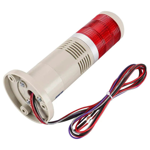 110V AC Alarm Warning Light With Built In Buzzer And Red LED Signal Tower Lamp For Industrial Use, Flashing Light, 80 X 190mm, Model LTP-502WJ Baomain