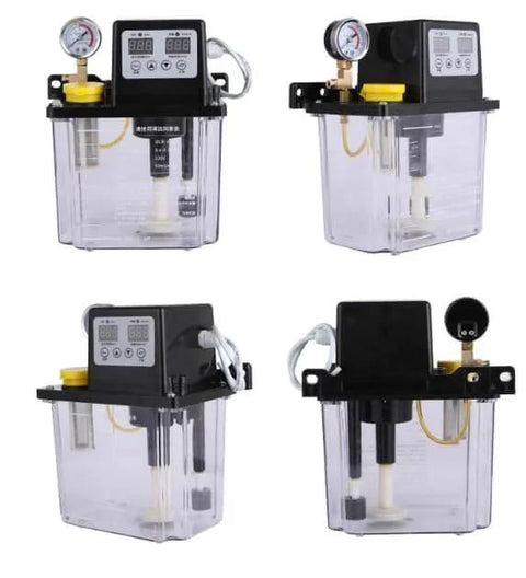 110V Auto Lube Pump With Digital Control And Dual Displays Plus Pressure Gauge For CNC Machines And Industrial Lube Systems Built To Handle Heavy Duty Runs With 1 Liter Capacity