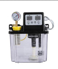 110V Auto Lube Pump With Digital Control And Dual Displays Plus Pressure Gauge For CNC Machines, clear container and digital interface