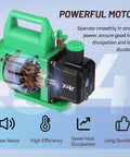 Powerful 110V One Third HP Vacuum Pump With 4.5 CFM Flow For HVAC Service, featuring a durable green frame and clear motor view.
