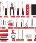 112 Piece Automotive And Household Tool Set With Tape Measure Screwdrivers Hammer Pliers Hex Keys And Bits Perfect For Car Enthusiasts And DIY Home Repair Durable Heavy Duty Tools For Everyday Projects.