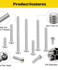 115 Pcs #8-32 Machine Screws Assortment Kit with Phillips Pan Head 304 Stainless Steel Screws in Lengths from 1/2 to 2 Inches features.