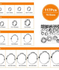 117 Piece 16 Size Single Ear Hose Clamp Kit In 304 Stainless Steel With Ear Clamps 6.5 To 48.5 Mm For Automotive Plumbing And Home Appliances