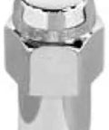 Close-up of Chrome Regular Shank Lug Nut 7/16-20 Thread,.746 Inch Shank, 1.65 Inch Length, 13/16 Inch Hex for custom aluminum wheels.