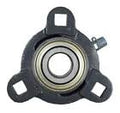 Front view of Three Quarter Inch Three Bolt Flange Bearing With Narrow Inner Ring And Two Set Screws Cast Iron Housing Grease Zerk