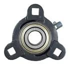 Front view of Three Quarter Inch Three Bolt Flange Bearing With Narrow Inner Ring And Two Set Screws Cast Iron Housing Grease Zerk