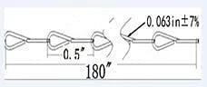 Diagram of Sixteen Gauge 15 Foot Zinc Plated Single Jack Chain for hanging signs with measurements.