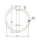 Technical diagram of Two Pack Marine Grade Stainless Steel 316 Linch Pin Ring Catch 10.6 Millimeter Or Three Eighths Inch with dimensions.