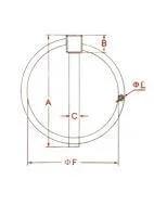 Technical diagram of Two Pack Marine Grade Stainless Steel 316 Linch Pin Ring Catch 10.6 Millimeter Or Three Eighths Inch with dimensions.