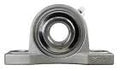 Front view of 1-1/4 Inch Stainless Steel Pillow Block Bearing With Wide Inner Ring And Two Set Screws, Grease Zerk, Stainless Steel Housing