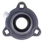 1 Inch Three Bolt Flange Bearing With Lock Collar For Shaft Mount Cast Iron Housing With Grease Zerk, front view