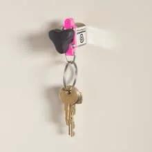 MagJig 60 Keychain Magnetic Base Clamp For Woodworking And Welding, 60 Lb Holding Power, pink clamp with keys attached