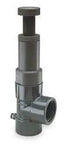 Tough As Nails Adjustable Relief Valve For Home Plumbing Half Inch Threaded Connection CPVC Construction 25 PSI Rated shown from the side.