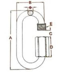 Diagram of Five Piece Zinc Plated Quick Links Five Sixteenth Inch Eight Millimeter Galvanized Marine Grade Hardware with measurements.