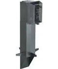 Heavy Duty Low Profile Outdoor Electrical Enclosure With Slick Black Finish And Legit Weatherproof Cover For Outdoor Wiring Jobs Quick Post Mount Setup Plug And Play Operation, vertical view.