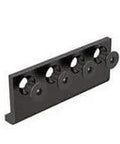 Angled view of Matte Black Track Connector For Sliding Barn Door Track And Rail Systems, Go-To Joint Hardware, universal fit.