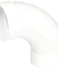 Front view of a white plastic central vacuum 90-degree sweep elbow by Amazon