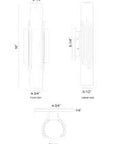 Dimension drawing of Sleek Sixteen Inch Led Wall Sconce With Natural Alabaster Cylinder And Killer Gold Finish For Entryway Or Bedroom Featuring Smooth Touch Dimming And Warm Ambient Glow That Slays Any Space.